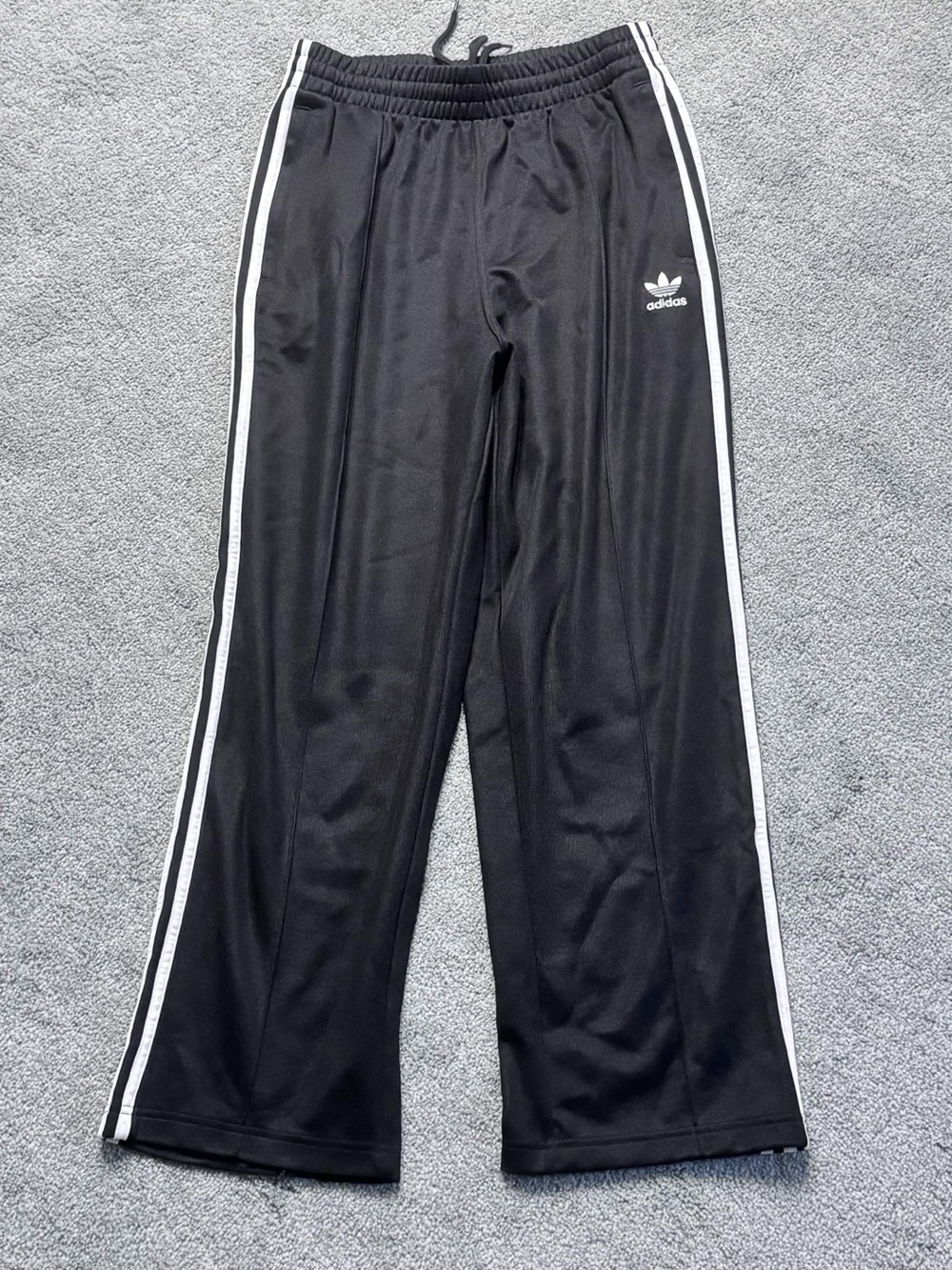Adidas Black Track Pants with White Side Stripes